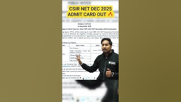 🚨 CSIR NET Dec 2025 Admit Card OUT 😱 | Official Notification LIVE | Download Link & Exam Date