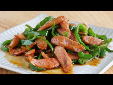 【これめちゃ旨い♡ウィンナーとピーマンの甘辛炒め】 So Good! ♡ Sweet & Savory Sausage & Bell Peppers