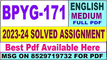 bpyg 171 solved assignment 2023-24 || bpyg 171 solved assignment 2024 in English || bpyg 171 english