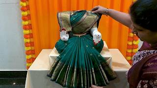 New Temple Style saree draping for varamahalakshmi | varamahalaxmi saree draping | Quick and Easy screenshot 2