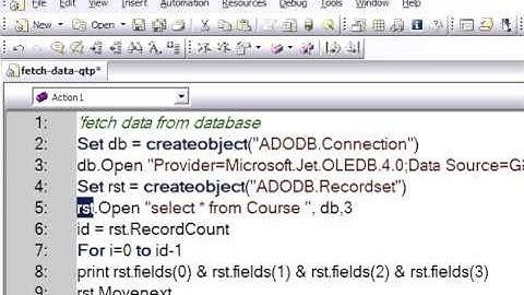 How to fetch data from database in QTP