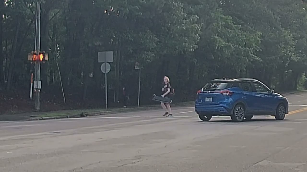 Pedestrian crossing close call