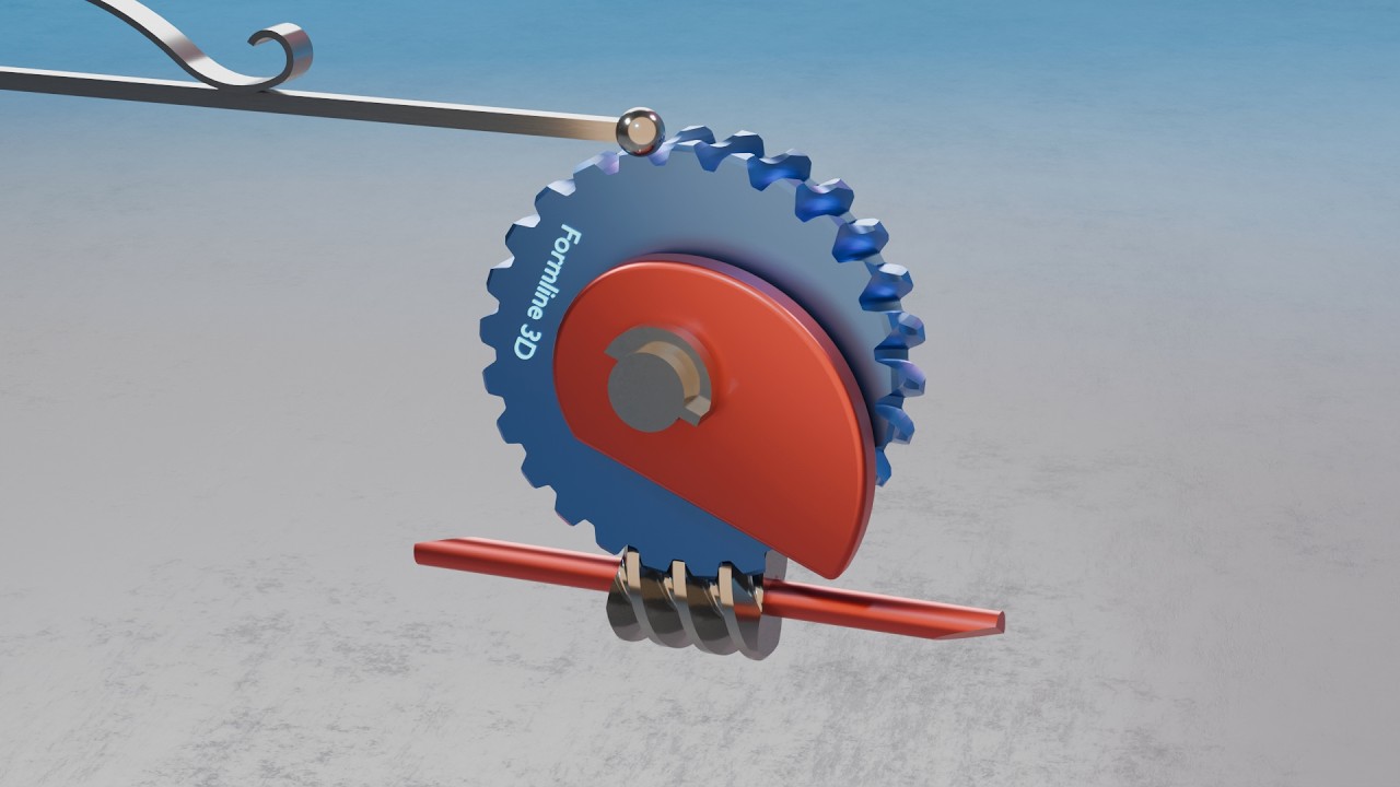 #064 Worm Gear Cam Jumping Motion – 507 Mechanical Movements 3D Animation