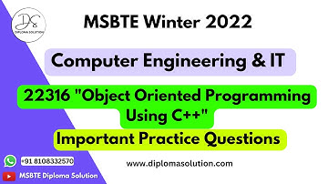 22316 Object Oriented Programming Using C++ Important Questions for MSBTE Exam | CO IT 3 Semester 🤩