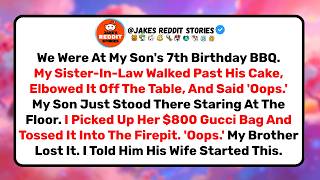 She Destroyed My Son's Birthday Cake And Said Oops. So I Threw Her Gucci Bag Into The Firepit.