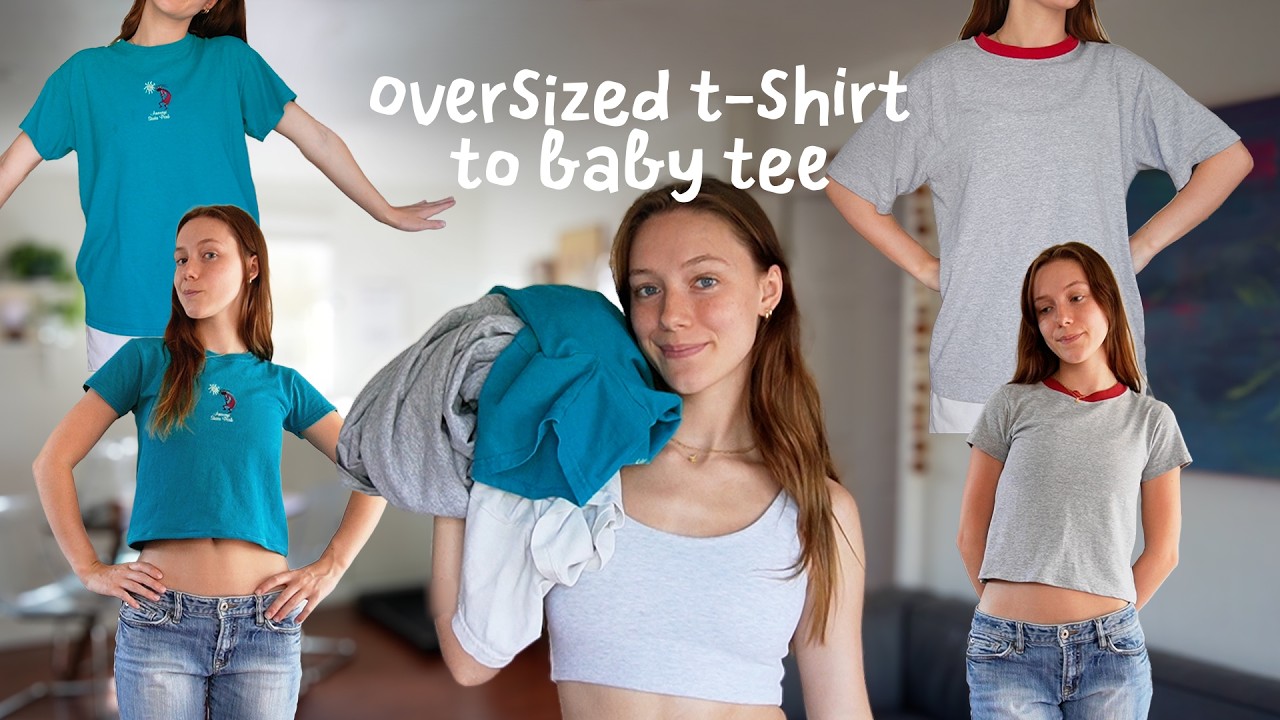turning all of my t-shirts into baby tees (+ tutorial!) - YouTube