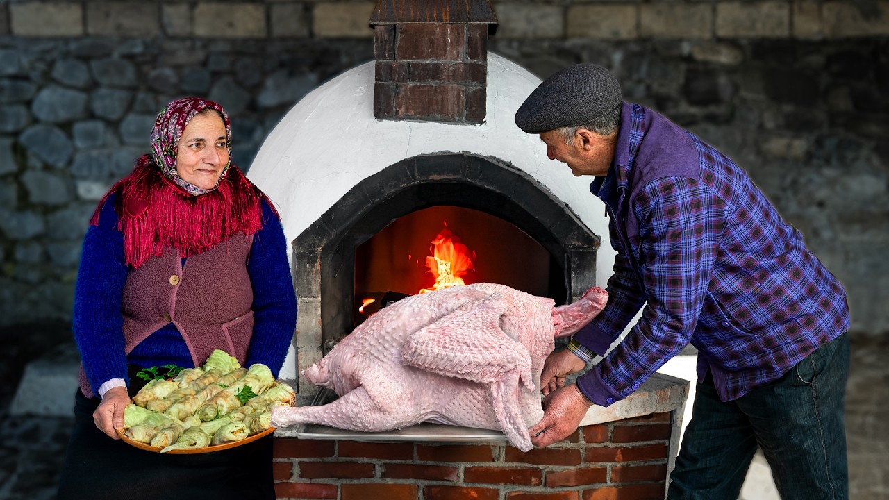 Roasting the LARGEST Stuffed Turkey in the Village!