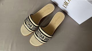 Dior Dway Heeled Slide Natural Raffia and Black Embroidered Cotton Review
