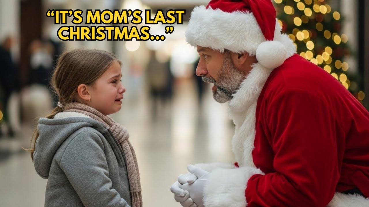 The girl says, “It’s Mom’s last Christmas…” not knowing Santa was a millionaire in disguise.