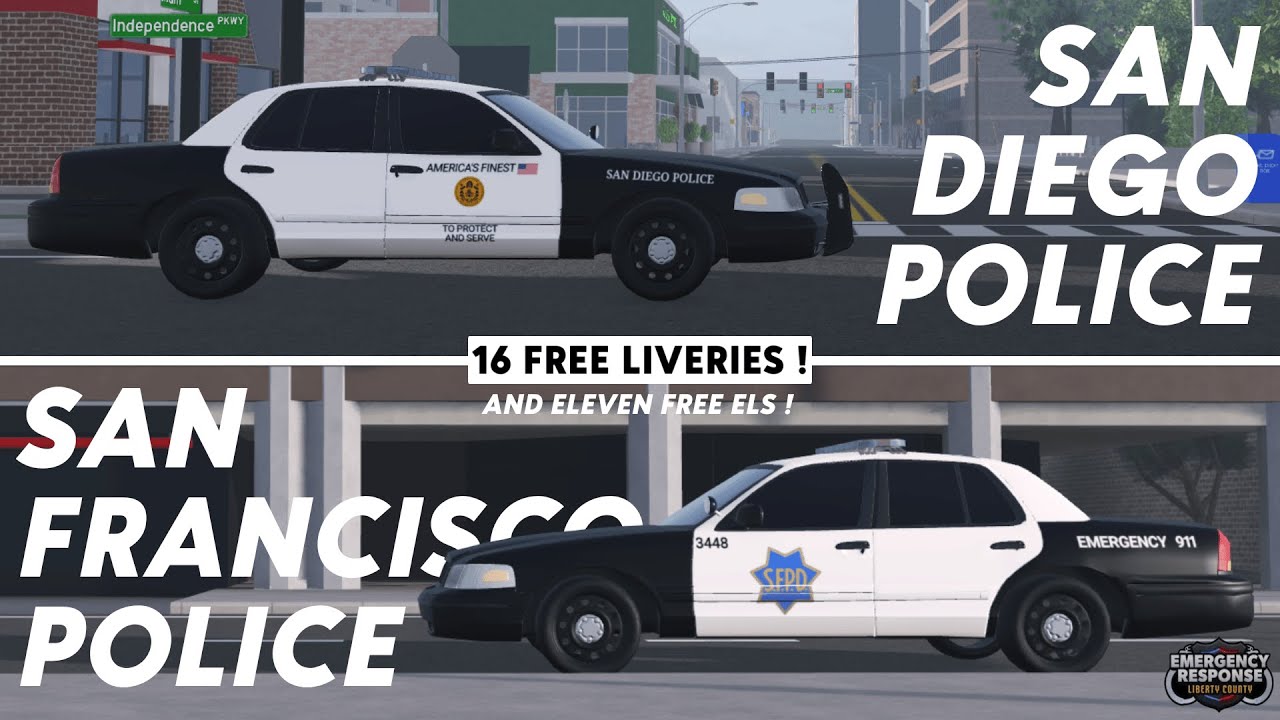 SFPD + SDPD COMBINED 16 FREE Liveries and 11 ELS | ER:LC ROBLOX - YouTube