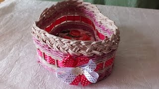 Плетение из газет корзина сердечко мастер класс weaving newspapers periódicos de tejer Плетение из газет корзина сердечко мастер класс weaving newspapers periódicos de tejer