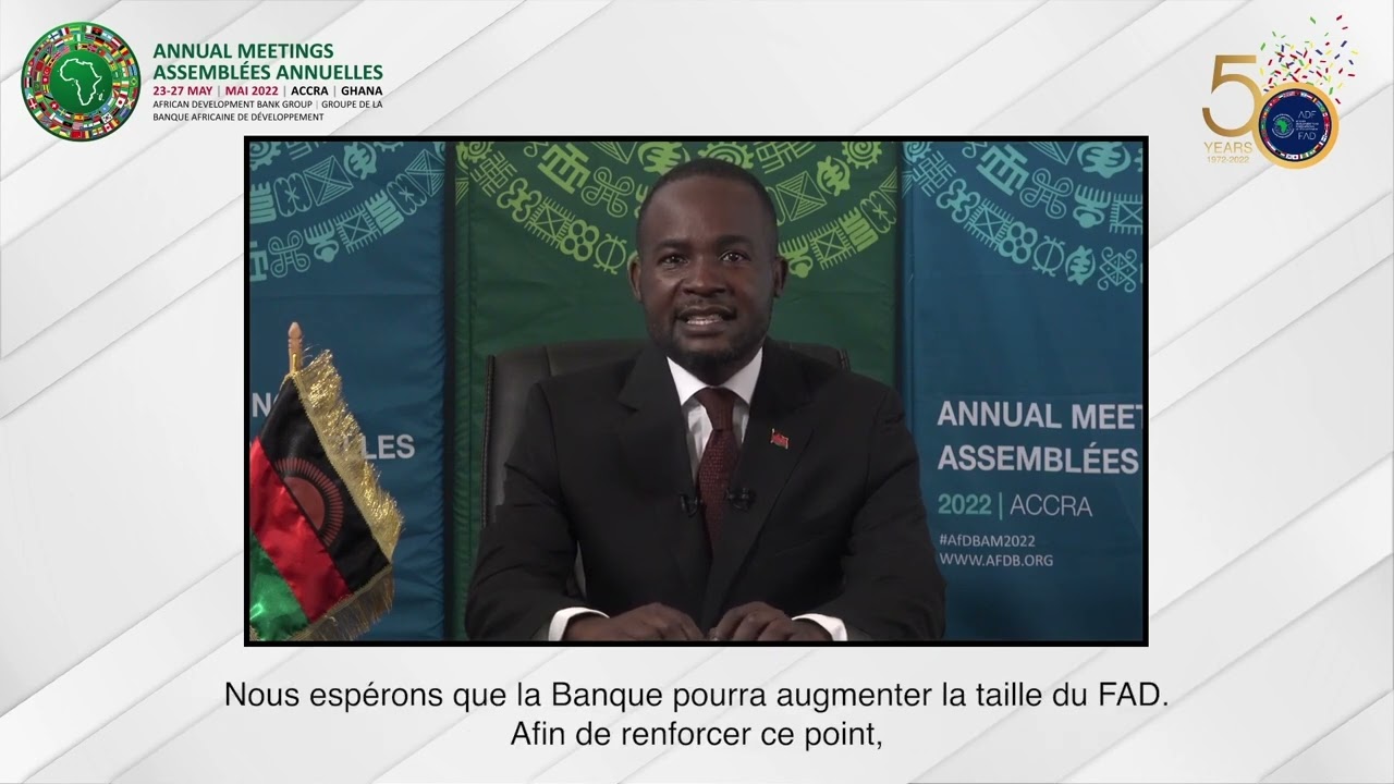 Still from AfDB Governor for Malawi on the African Development Fund