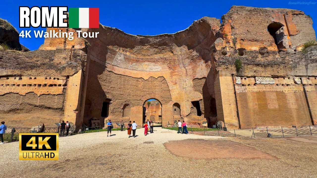 Прогулка по Древнему Риму – Термы Каракаллы в 4K | Расслабляющий тур по Италии