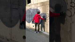 Fast Graffiti Piece On Abandoned Building Spray Paint Throw Up