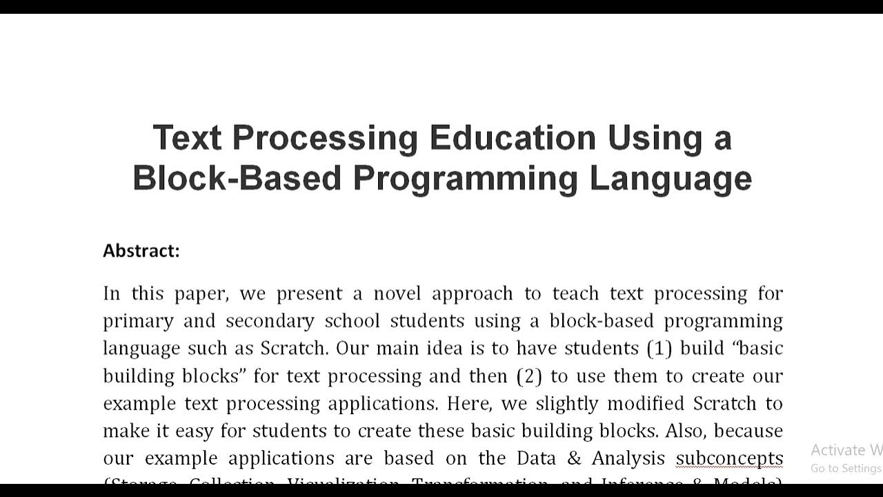 Text Processing Education Using a Block Based Programming Language ...