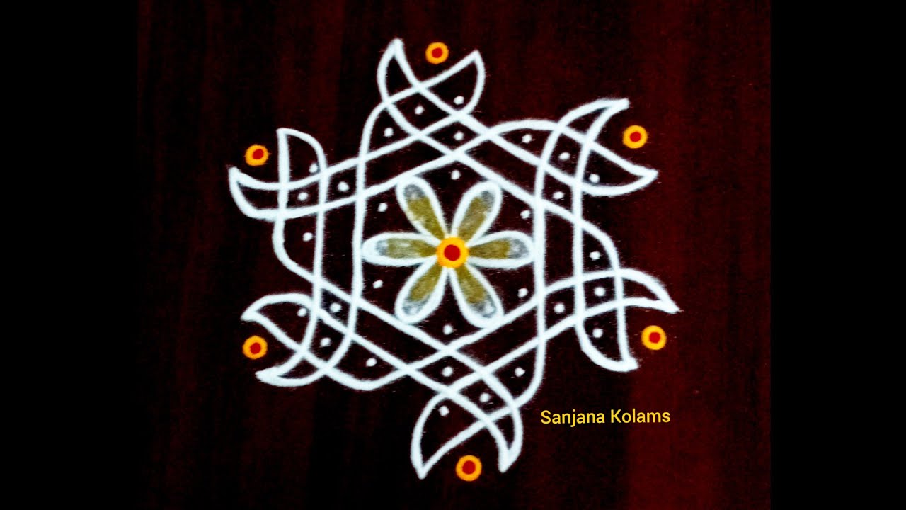 2580. 5 Dot Easy Simple and Beautiful Navaratri Festival Special KambiKolam// LatestChikkuMuggu