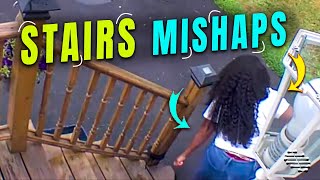 Girl Slipped Going Down the Stairs