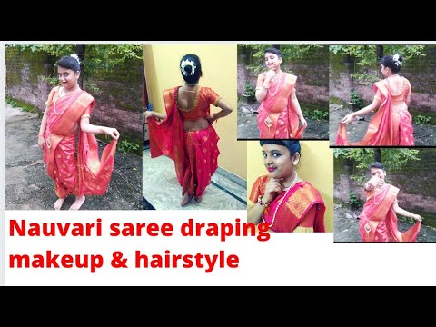 Ganesh chaturthi outfit ideas makeup & hairstyle tips for kids | Marathi  Saree | Fancy dress Idea - YouTube