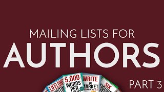 Mailing Lists for Authors Part 3- Coming Up With A Plan
Sign up to get the Scrivener documents used in the videos: https://chrisfoxwrites.leadpages.co/chrisfoxyoutubelist/
Website: https://chrisfoxwrites.com/
Amazon Store: http://amzn.to/1WWGfZi
Audible: http://adbl.co/1YibuO1
Twitter: https://twitter.com/ScholarlyFox
Facebook: https://www.facebook.com/chrisfoxwrites/ Mailing Lists for Authors Part 3- Coming Up With A Plan