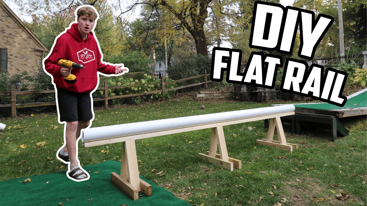 Diy Snowboard Flat Rail Backyard Set Up Youtube