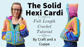 How To Make The Solid Hexi Cardi, Adult Kids Sizes, Thin Sleeve, Crochet Pattern, Hexagon Cardigan,
