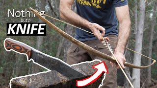 Making a Primitive BOW & ARROW using only a KNIFE!