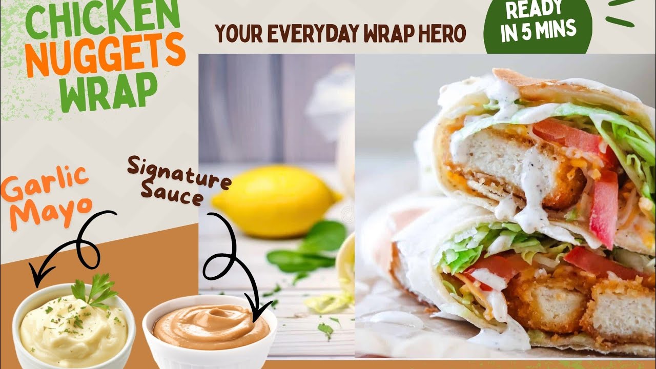 Chicken nuggets wrap at home with garlic sauce/How to make easy and quick chicken wrap recipe 