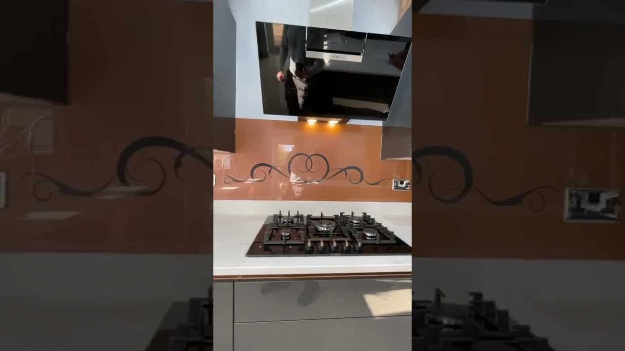 Orange Backsplash Modular Kitchen 😎👍 