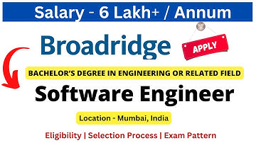 Broadridge Off Campus Drive for Freshers 2022/2023/2024 Software Engineer Salary 6 LPA+ #freshers