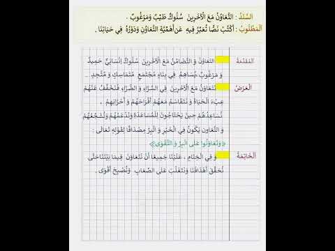 تعبير كتابي حول التعاون والتضامن