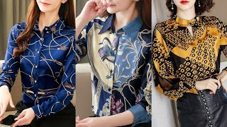 Top 50 STYLISH CHIFFON PRINTED SHIRTS AND BLOUSES DESIGNS FOR WORKING WOMENS 2023