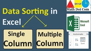How to Sort Data in Excel | Single Column and Multiple Column Sorting | Math Dot Com