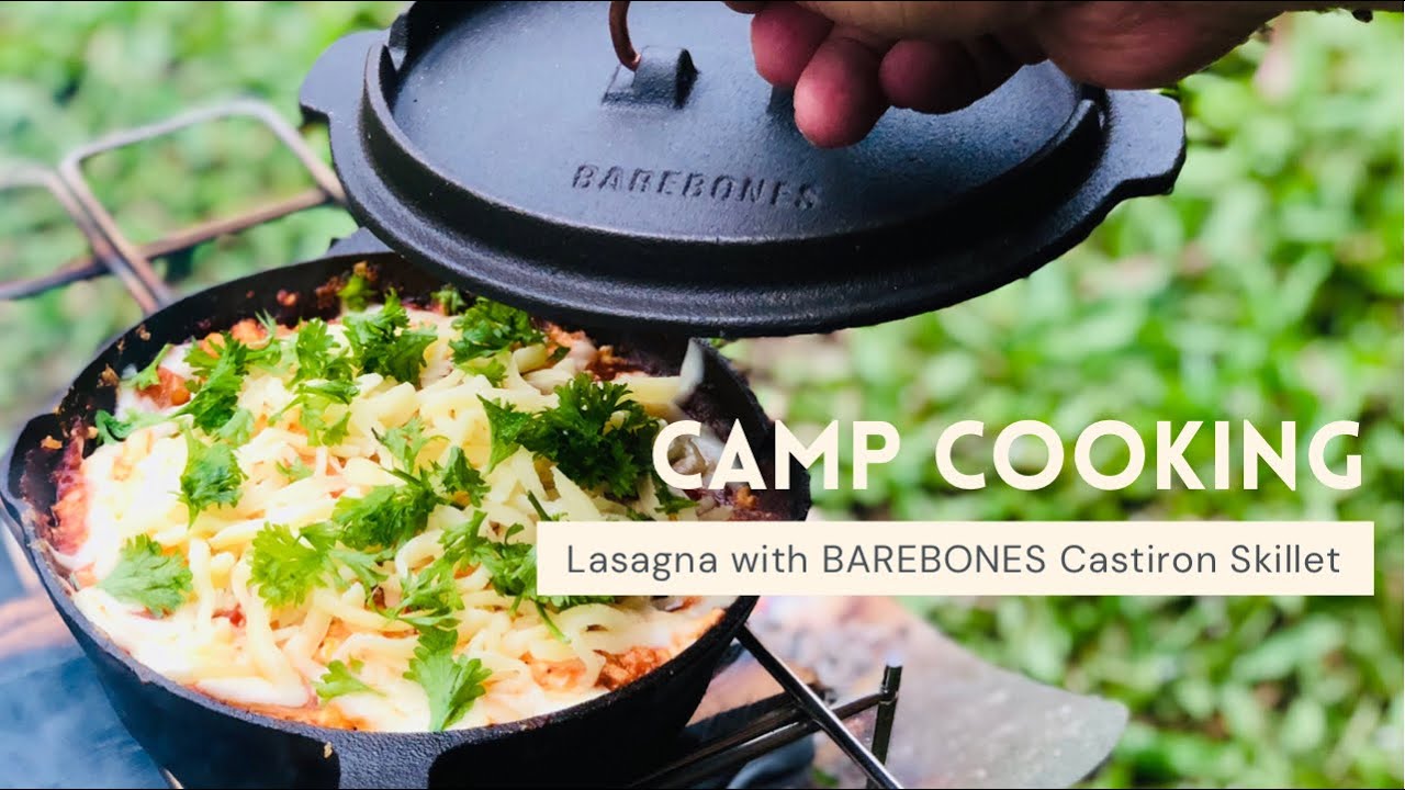 Camp Cooking: Lasagna with BAREBONES All-In-One Cast-iron Skillet