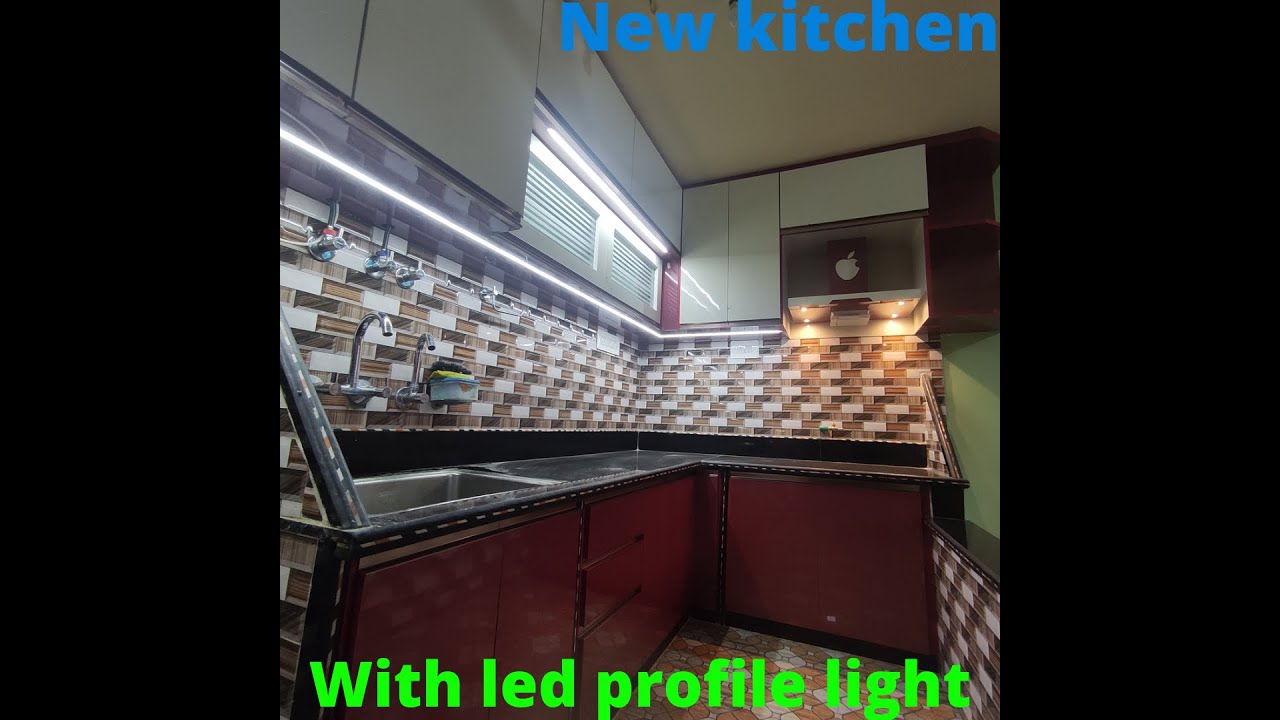 Modular kitchen design with led profile light - YouTube