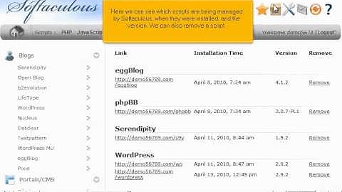 How to list all scripts that have been installed by Softaculous
