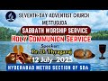 SABBATH WORSHIP SERVICE II HOLY COMMUNION SERVICE. 12 JULY 2025.