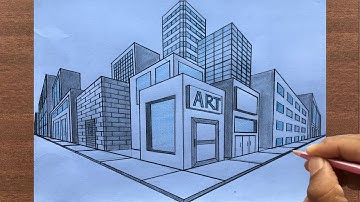 How to Draw a Town in 2-Point Perspective: Step-by-step