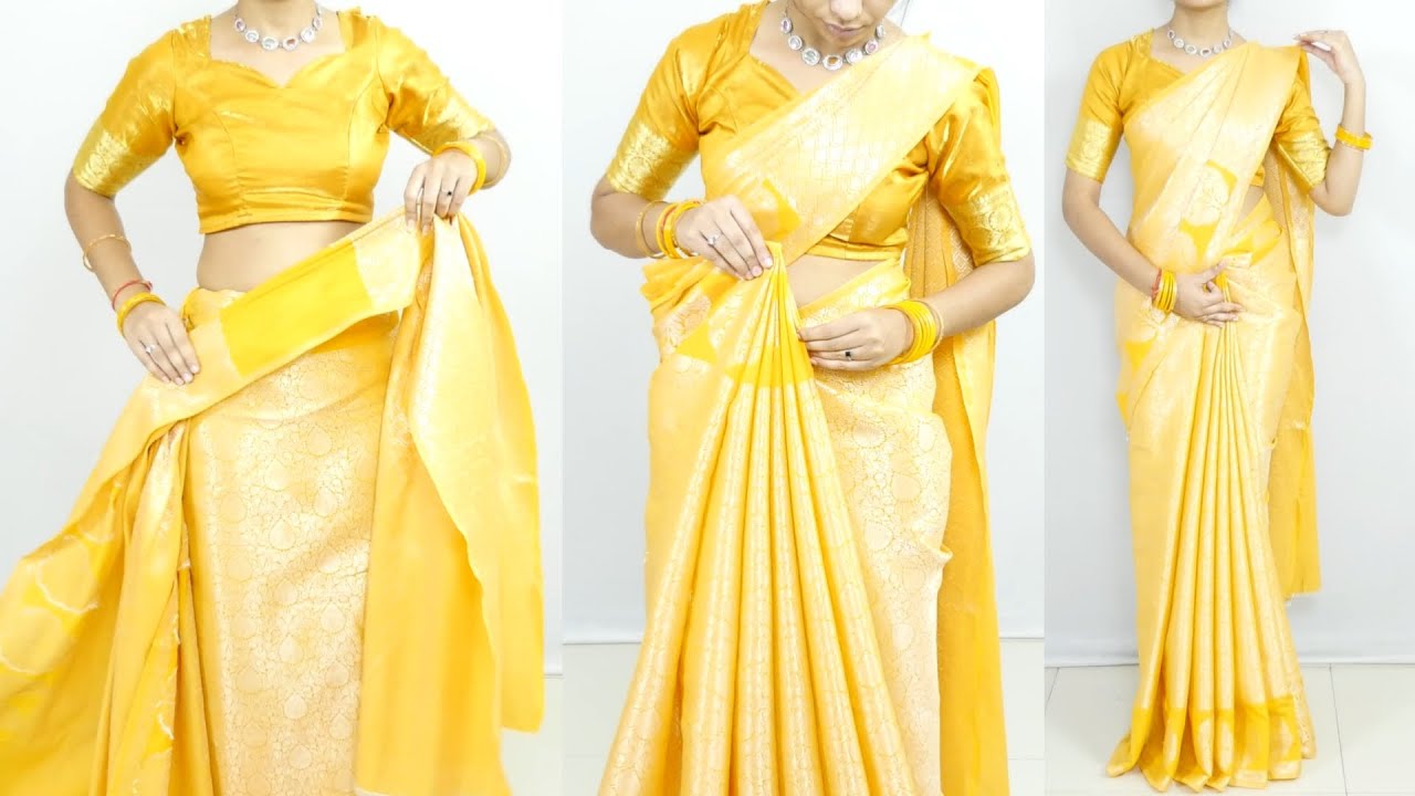 How to Make Perfect Pleats For Heavy Kanjeevaram saree | saree Draping tutorial for Beginners