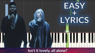 Billie Eilish, Khalid - lovely EASY Piano Tutorial + LYRICS Resimi