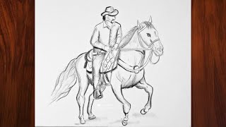 How to draw Man riding a Horse 🏇 | How To Draw A Horse 🐎 and Rider Bareback | Easy Horse Drawing