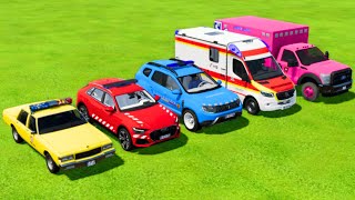 CHEVROLET, AUDI, DACIA POLICE CARS & MERCEDES, FORD AMBULANCE VEHICLES TRANSPORTING ! FS 22