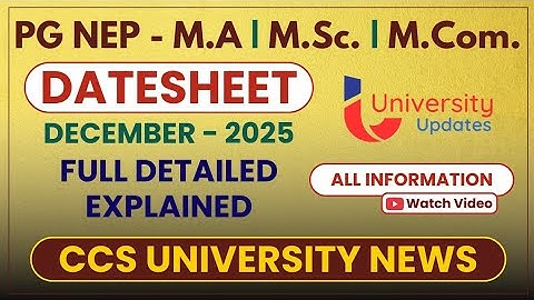 Revised PG NEP 3rd Semester Datesheet|| Ccsu news