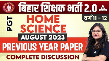 BPSC PGT Home Science Classes 2023 | BPSC PGT Home Science Previous Year Paper #1