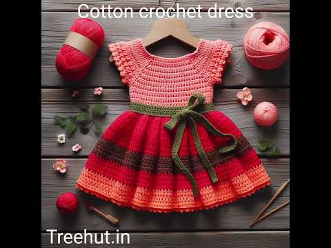 Brown and Red  Crochet Dress Ideas for girls, Cotton Crochet Frock Ideas