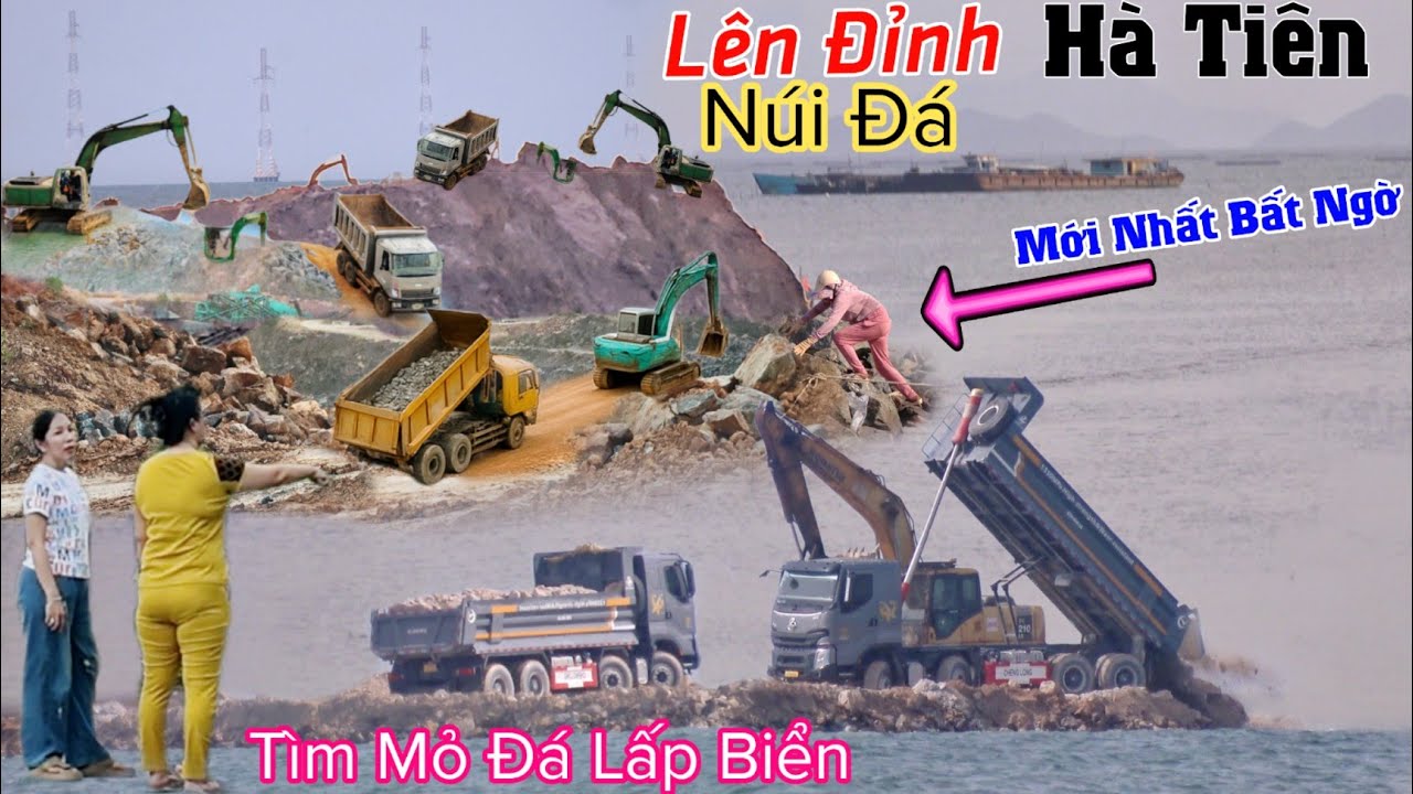 Mới nhất cảnh phá ngọn núi lấy đá, mạo hiểm bám theo xe tải đá đường lấn biển Hà Tiên Bất Ngờ 