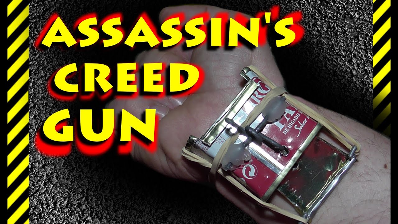 How to make a hidden GUN pistol crossbow of assassin from a tin can