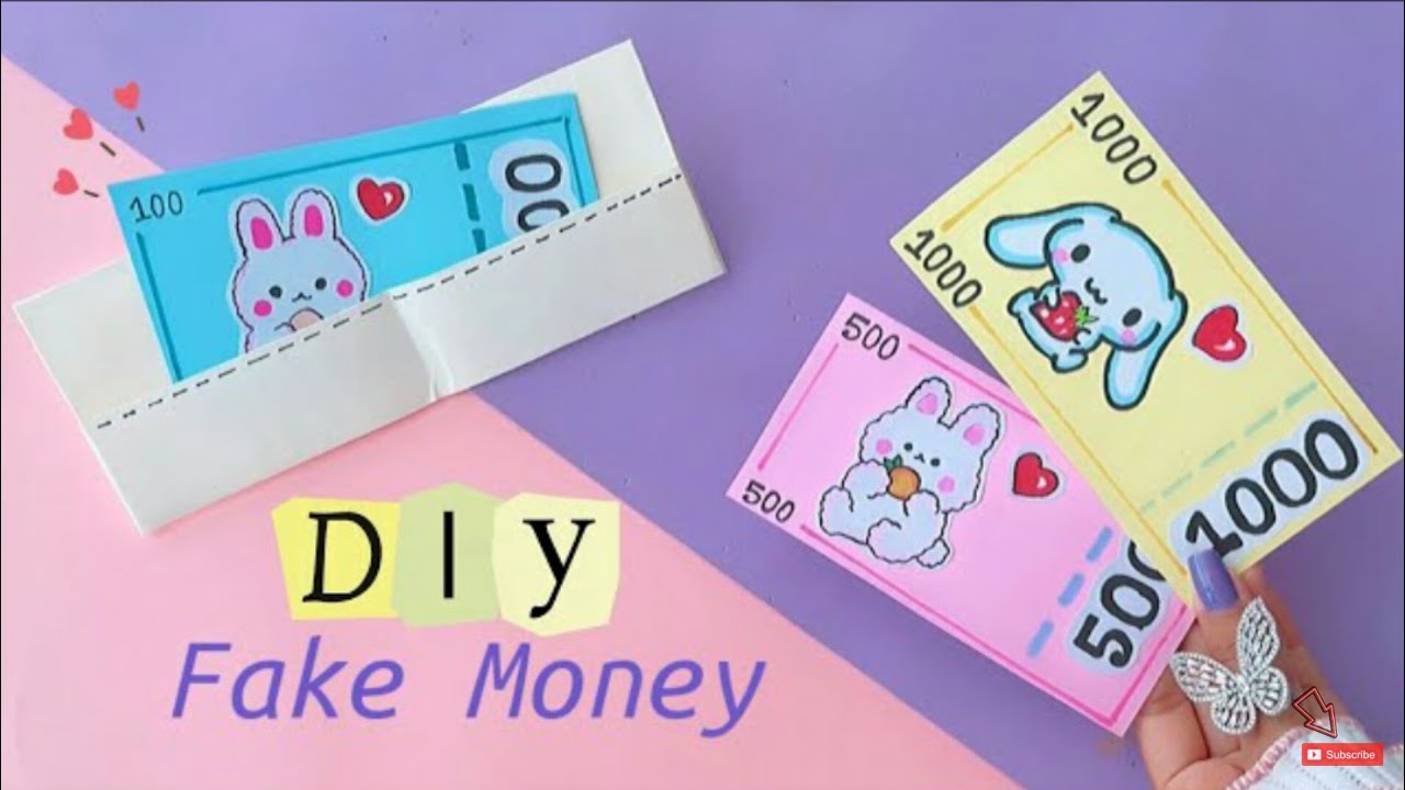 Diy Wallet and fake paper money for kids .....orgami....cute - YouTube