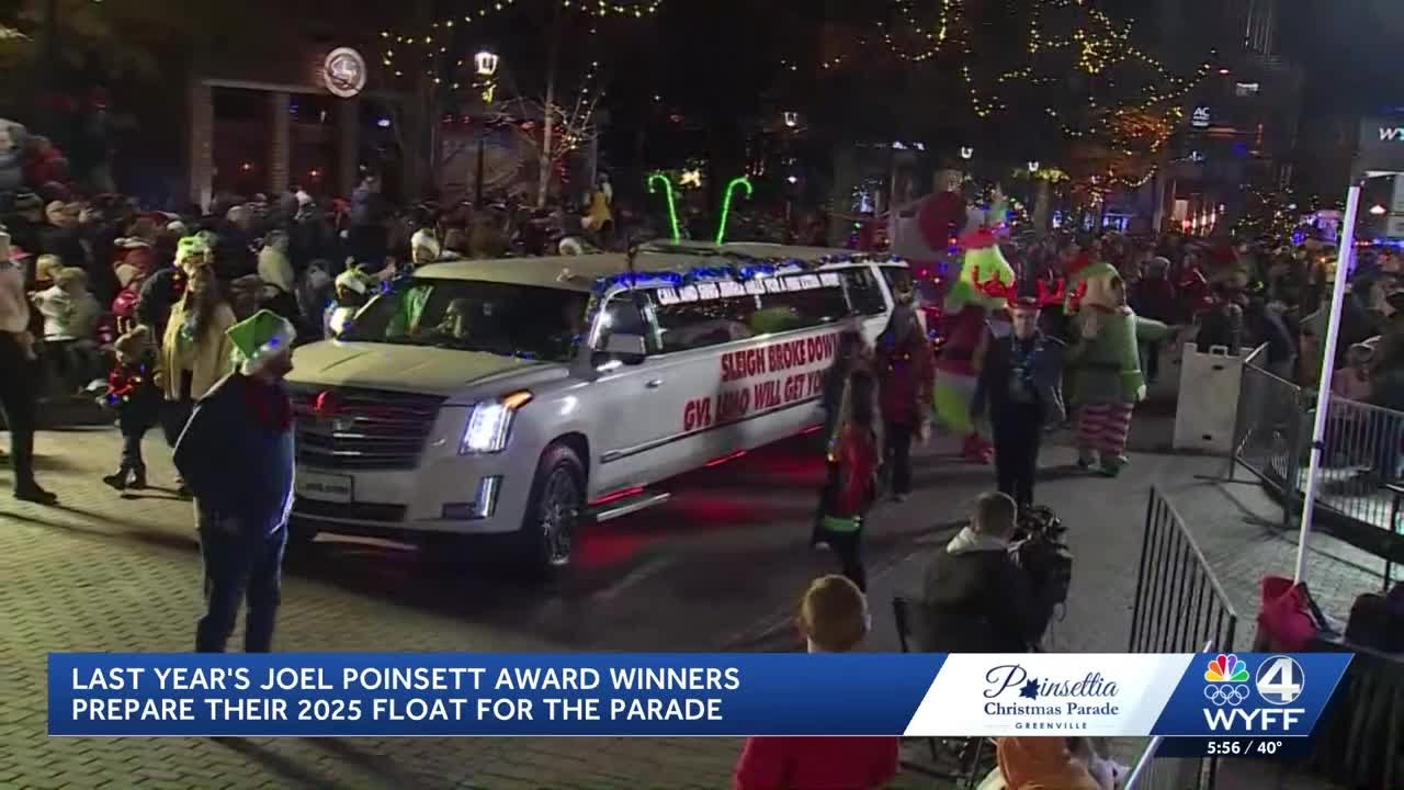 Last year's Joel Poinsett Award winners prepare their 2025 float for the parade