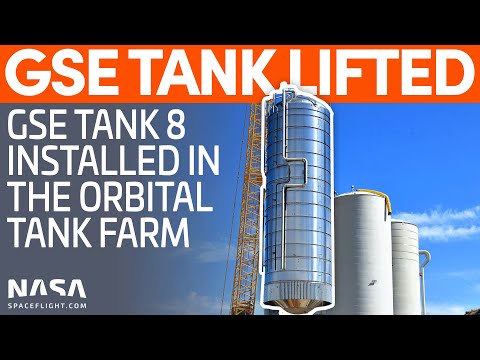 GSE Tank 8 Installed in the Orbital Tank Farm | SpaceX Boca Chica