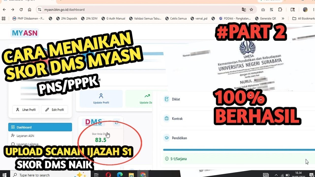 CARA MENAIKAN SKOR DMS MY ASN DENGAN UPLOAD FILE SCANAN IJAZAH S1 - YouTube